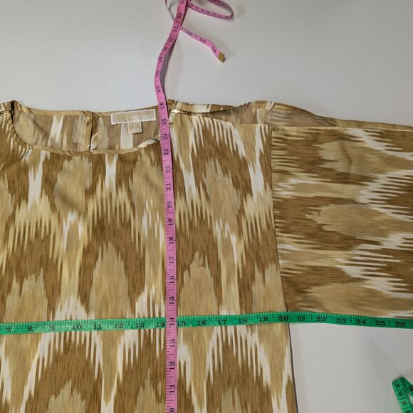 Michael by Michael Kors Gold Patterned Cold Shoulder Blouse Size Small - Picture 11 of 14